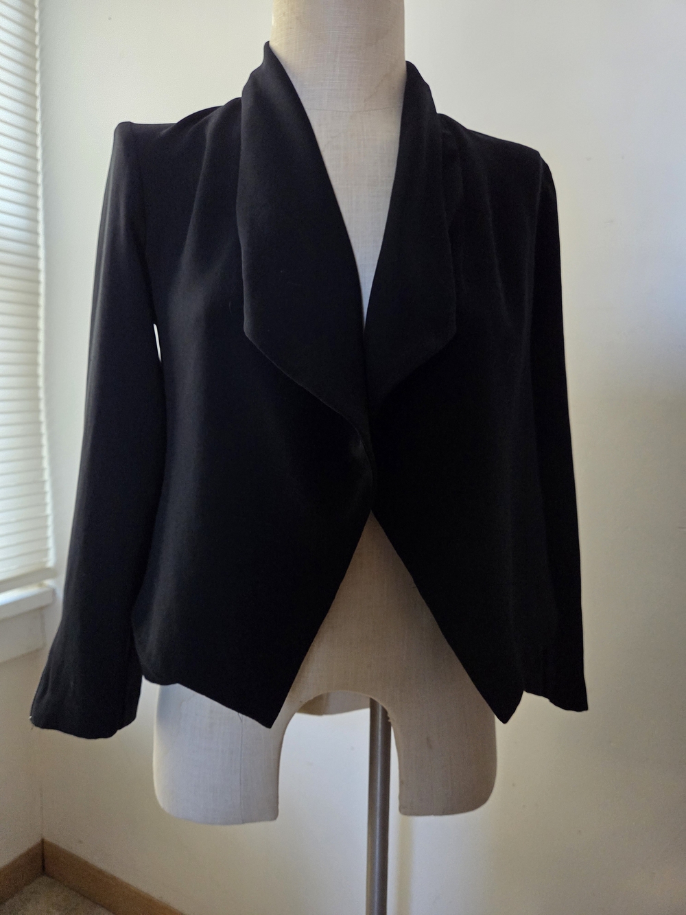 Candie's Black Draped Open-Front Blazer Jacket